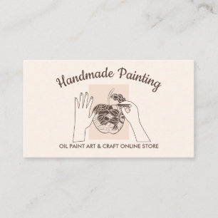 Carte De Visite Blush Beige Ivoire Peinture Handmade Hobby