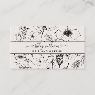 Carte De Visite Blush Botanique Moderne et Type de Script de Nom N