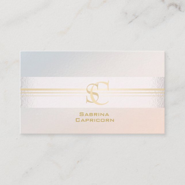Carte De Visite Blush Élégant Monogramme Perle Professionnel (Devant)