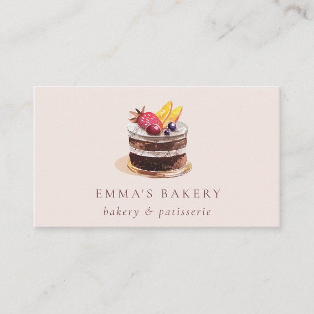 CARTE DE VISITE BLUSH FRUIT FLORAL CAKE PATISSERIE CUPCAKE BAKERY (Devant)