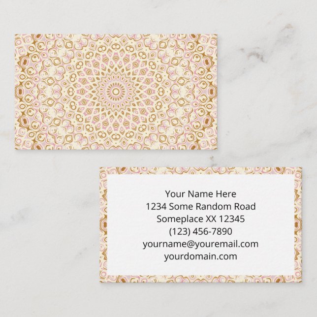 Carte De Visite Blush Gold Élégant Design Mandala (Devant / Derrière)