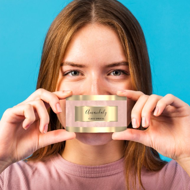 Carte De Visite Blush Gold encadré Élégant professionnel moderne (Créateur téléchargé)