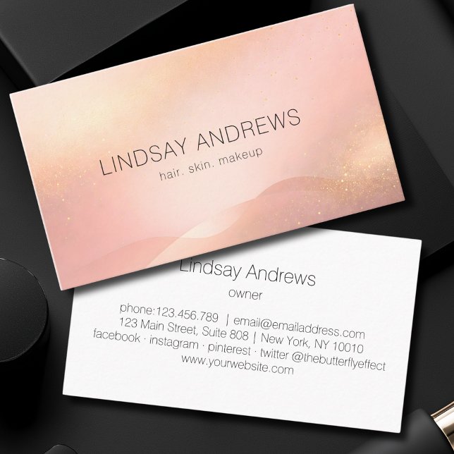 Carte De Visite Blush Gold Glow Gradient Salon  (Blush Gold Glow Gradient Salon Business Card
)