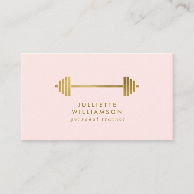 Carte De Visite Blush & Gold Personal Trainer Médias sociaux (Devant)
