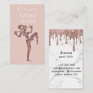 Carte De Visite Blush & Gold Personal Trainer Social Media Busines
