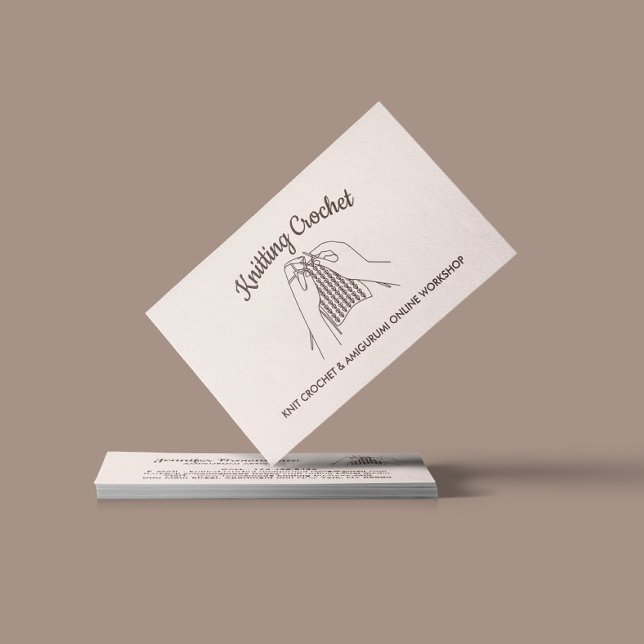 Carte De Visite Blush ivoire Hobby artisanal Amigurumi Crochet Kni (Créateur téléchargé)