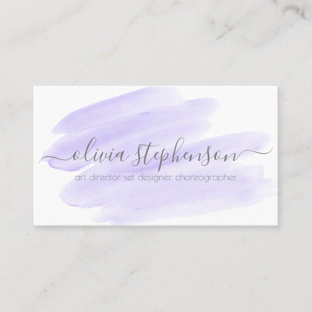 Carte De Visite Blush Lilas Aquarelle Swash (Devant)