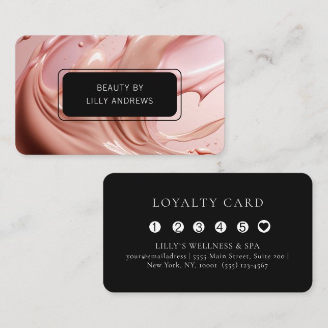 Carte De Visite Blush Pink Beauty Heart Salon 5 Loyalty Card (Devant / Derrière)