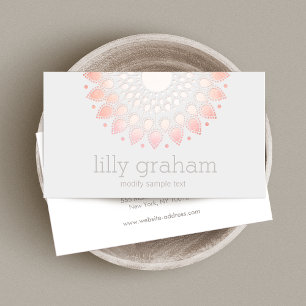 Carte De Visite Blush Pink  Floral Lotus Mandala
