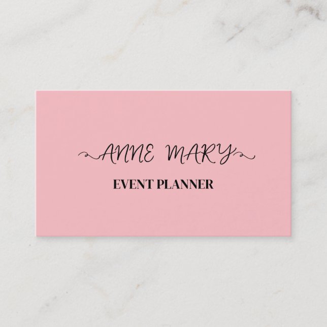 Carte De Visite Blush Pink Girgraphy Event Planner Simple (Devant)