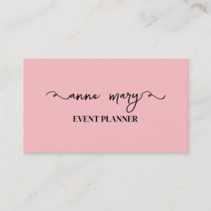 Carte De Visite Blush Pink Girly Calligraphy Organisateur d'événem