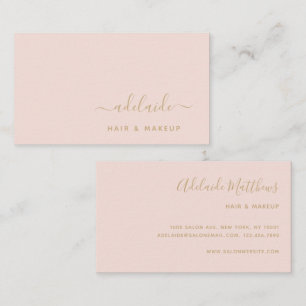 Carte De Visite Blush Pink Gold Elegant Hair Styliste Artiste maqu
