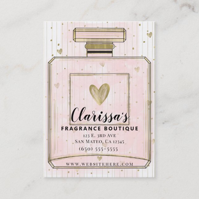 Carte De Visite Blush Pink & Gold Paris Parfum Boutique Parfum (Devant)