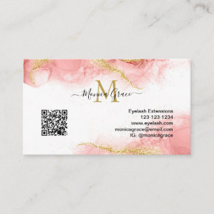 Carte De Visite Blush Pink Gold QR Code Logo personnalisé Agate Mo