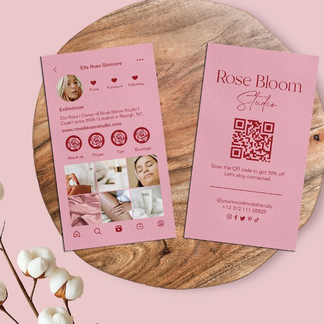 Carte De Visite Blush Pink Instagram Business Card (Créateur téléchargé)