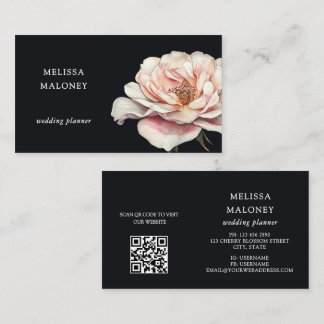 Carte De Visite Blush Pink Painted Rose Black