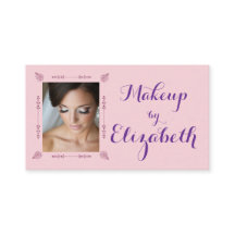 Blush Pink Purple Script Photo Makeup