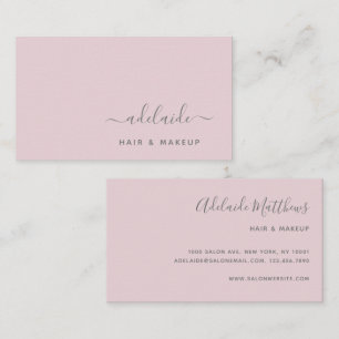 Carte De Visite Blush Pink Simple Chic Hair Styliste Artiste maqui