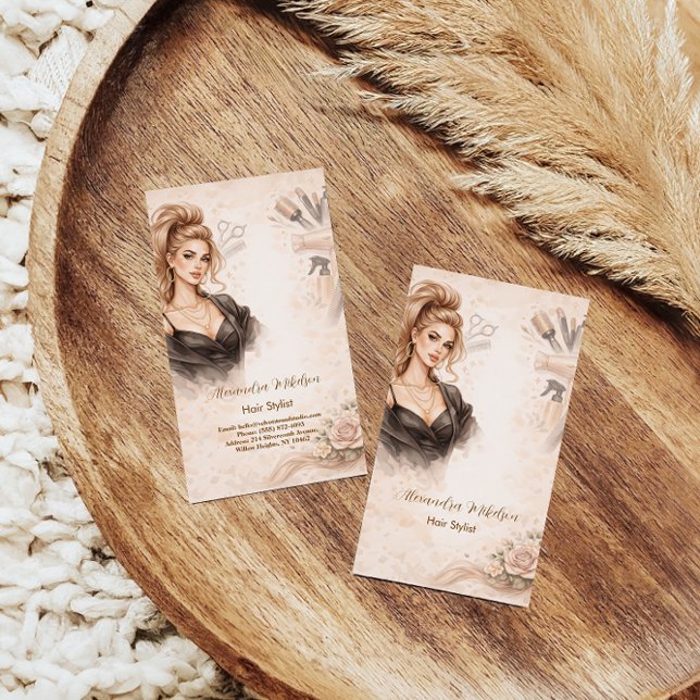 Carte De Visite Blush Portrait Hair Studio Branding (Créateur téléchargé)