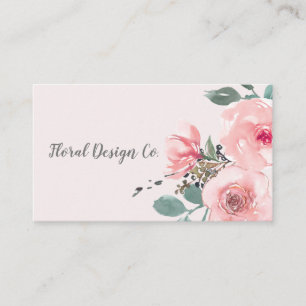 Carte De Visite Blush Rose Chic Floral Aquarelle Professionnel