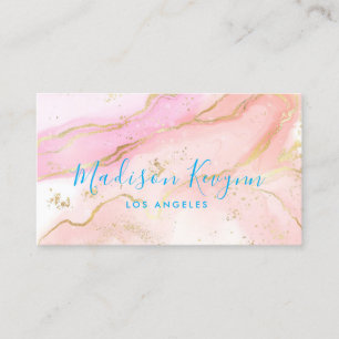 Carte De Visite Blush Rose Chic Pailletés Marbre Agate Monogramme
