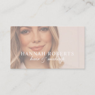 Carte De Visite Blush Rose Écriture Code QR Social Photo Coiffure 