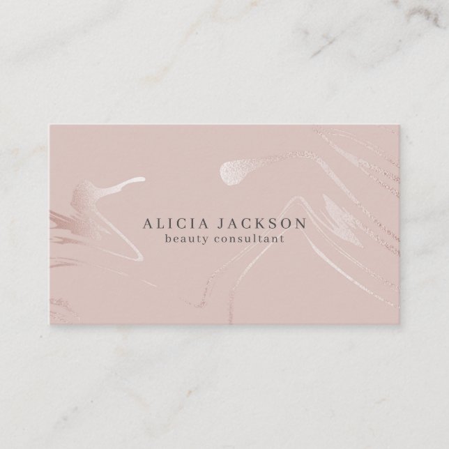 Carte De Visite Blush rose Faux Rose Gold Classy Beautician (Devant)