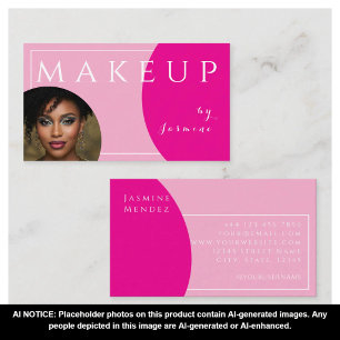 Carte De Visite Blush Rose Fuchsia Blanc Caps Photo Maquillage 