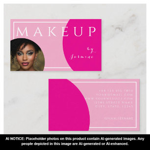 Carte De Visite Blush Rose Fuchsia Blanc Caps Photo Maquillage 