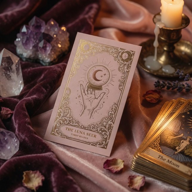 Carte De Visite Blush Rose Gold Céleste Luxe Médium Voyant (Créateur téléchargé)