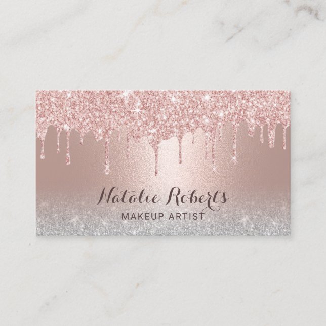 Carte De Visite Blush Rose Gold Drives Maquillage Artiste Beauté S (Devant)