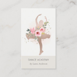 Carte De Visite Blush Rose Gold Floral Dance Academy Logo