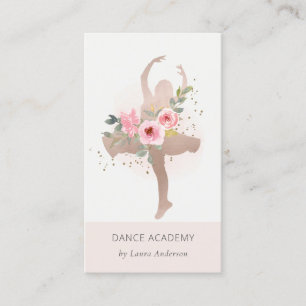 Carte De Visite Blush Rose Gold Floral Dance Academy Logo