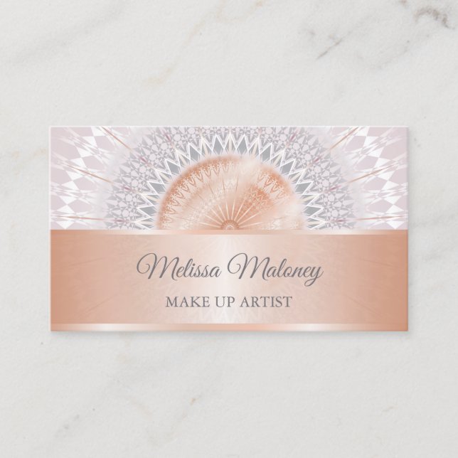 Carte De Visite Blush Rose Gold Gris Mandala (Devant)