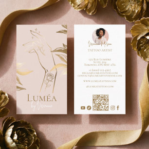 Carte De Visite Blush Rose Gold Luxueux Studio de Tatouage Artiste