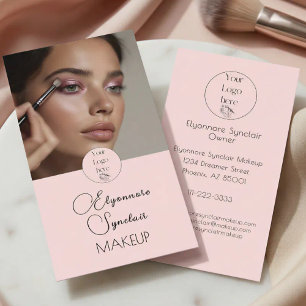 Carte De Visite Blush Rose Noir Écriture Photo Maquillage 
