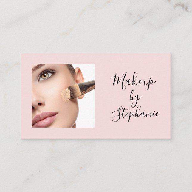 Carte De Visite Blush Rose Noir Écriture Photo Maquillage  (Devant)