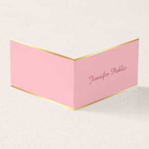 Carte De Visite Blush Rose Or Chic Écriture Manuscrite Simple Modè