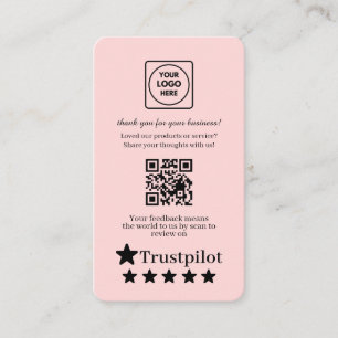 Carte De Visite Blush Rose QR Avis Trustpilot Commentaires perso