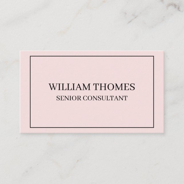 Carte De Visite Blush Rose Typographie Style Entreprise Chic (Devant)