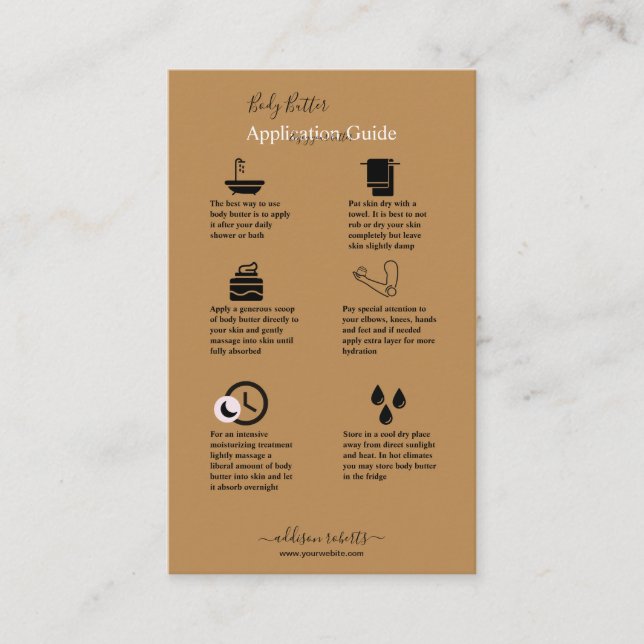Carte De Visite Body Butter Application Guide Modern Professional (Devant)