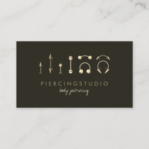 Carte De Visite Body Piercing Studio Tattoo Gold Green