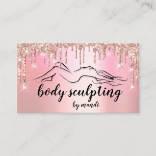 Carte De Visite Body Sclupting Beauty Logo Glitter Drips Pink