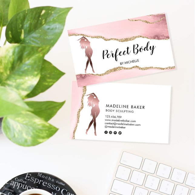 Carte De Visite Body Sculpting Fitness Linergie Entraîneur de tail (Créateur téléchargé)