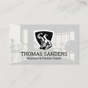 Carte De Visite Bodybuilder Pose Flexing   Salle de gym