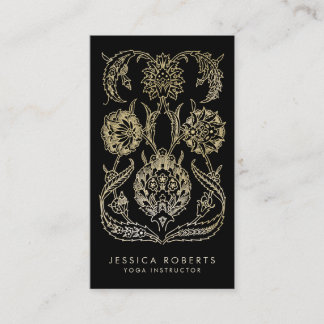 Carte De Visite Bohème Black Gold Look Floral moderne
