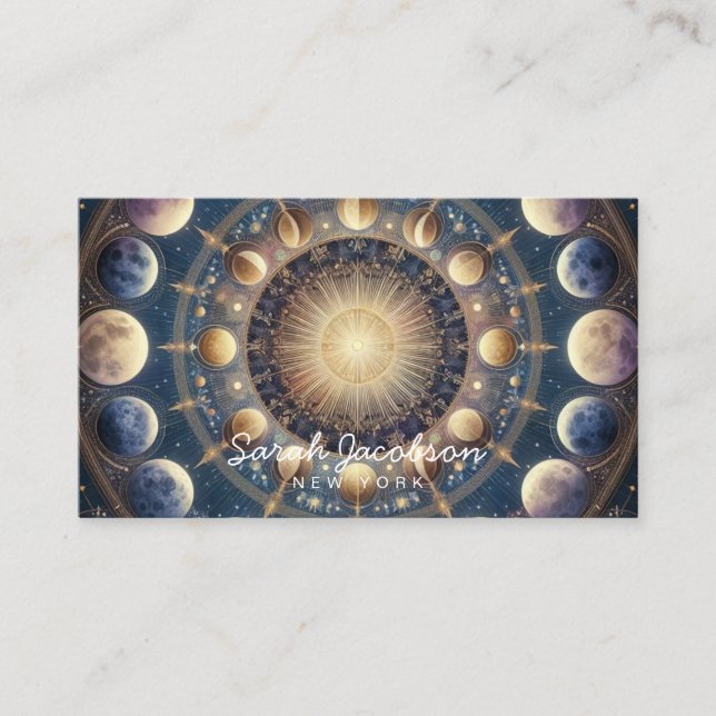 Carte de visite bohème céleste – Nuit cosmique (Devant)