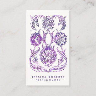 Carte De Visite Bohème Purple Aquarelle Design Floral