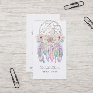 Carte De Visite Bohème Tribal Fée Attrape-Rêves Flèches Plumes