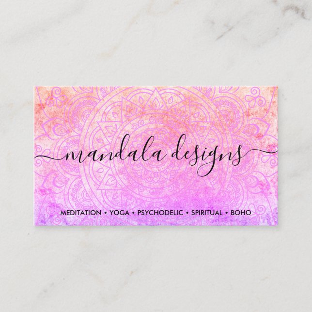 Carte De Visite Bohemian Spiritual Pink Mandala Boho (Devant)